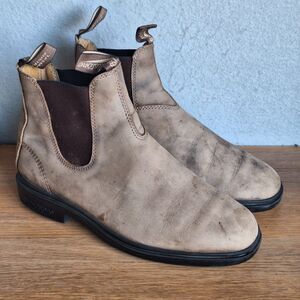 Blundstone Chisel Toe Chelsea Boots Unisex Tan Rustic Leather Mens 8.5 Wo 10.5